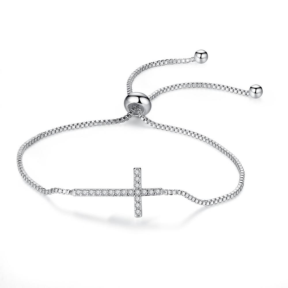 Faith Cross Adjustable Slider Clasp Bracelet Shineofidamond