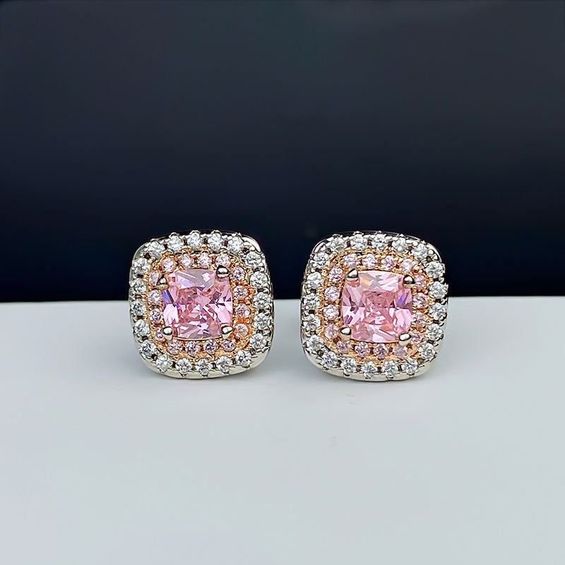 Sparkling Halo Cushion Cut Stud Earrings Dobrilajewelry