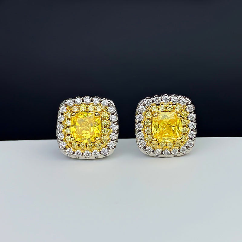 Sparkling Halo Cushion Cut Stud Earrings Dobrilajewelry
