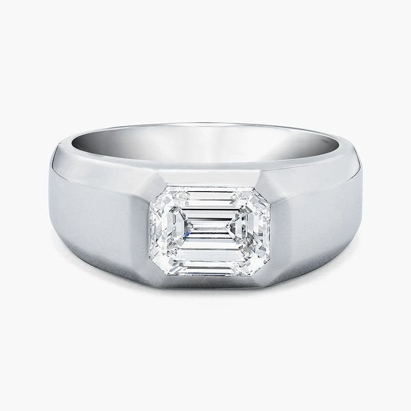 3CT Emerald Cut Silver Ring For Men Shineofidamond