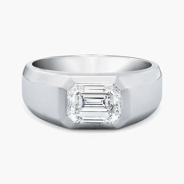 3CT Emerald Cut Silver Ring For Men Shineofidamond
