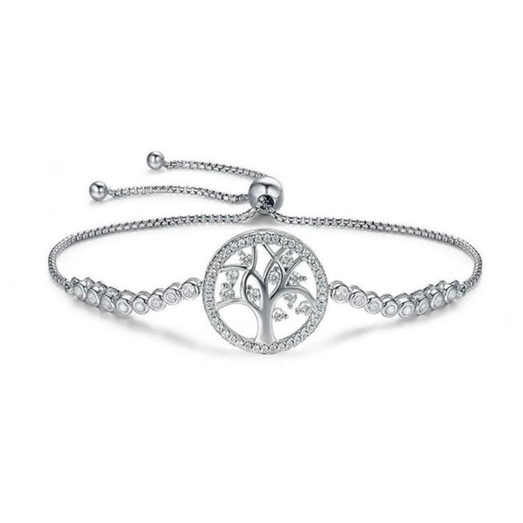 Tree of Life Adjustable 925 Sterling Silver Tennis Bracelet Shineofidamond