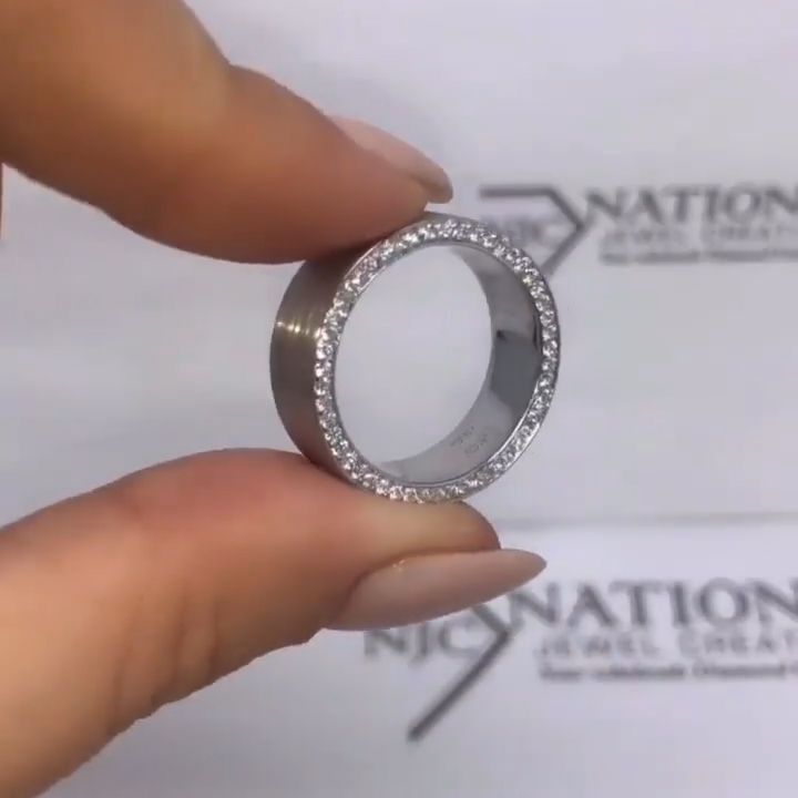 Men Handmade Eternity Wedding Band with Full Eternity Gemstone Sides Shineofdiamond