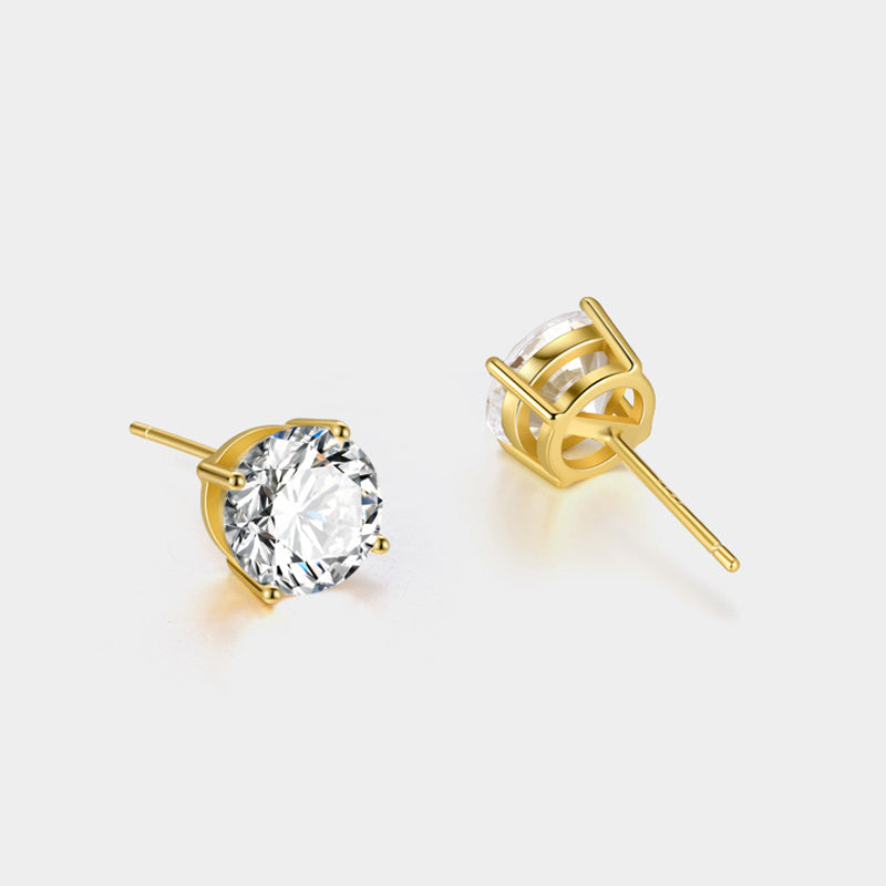 Three Tones Avaliable Classic Round Cut Stud Earrings shineofdiamond