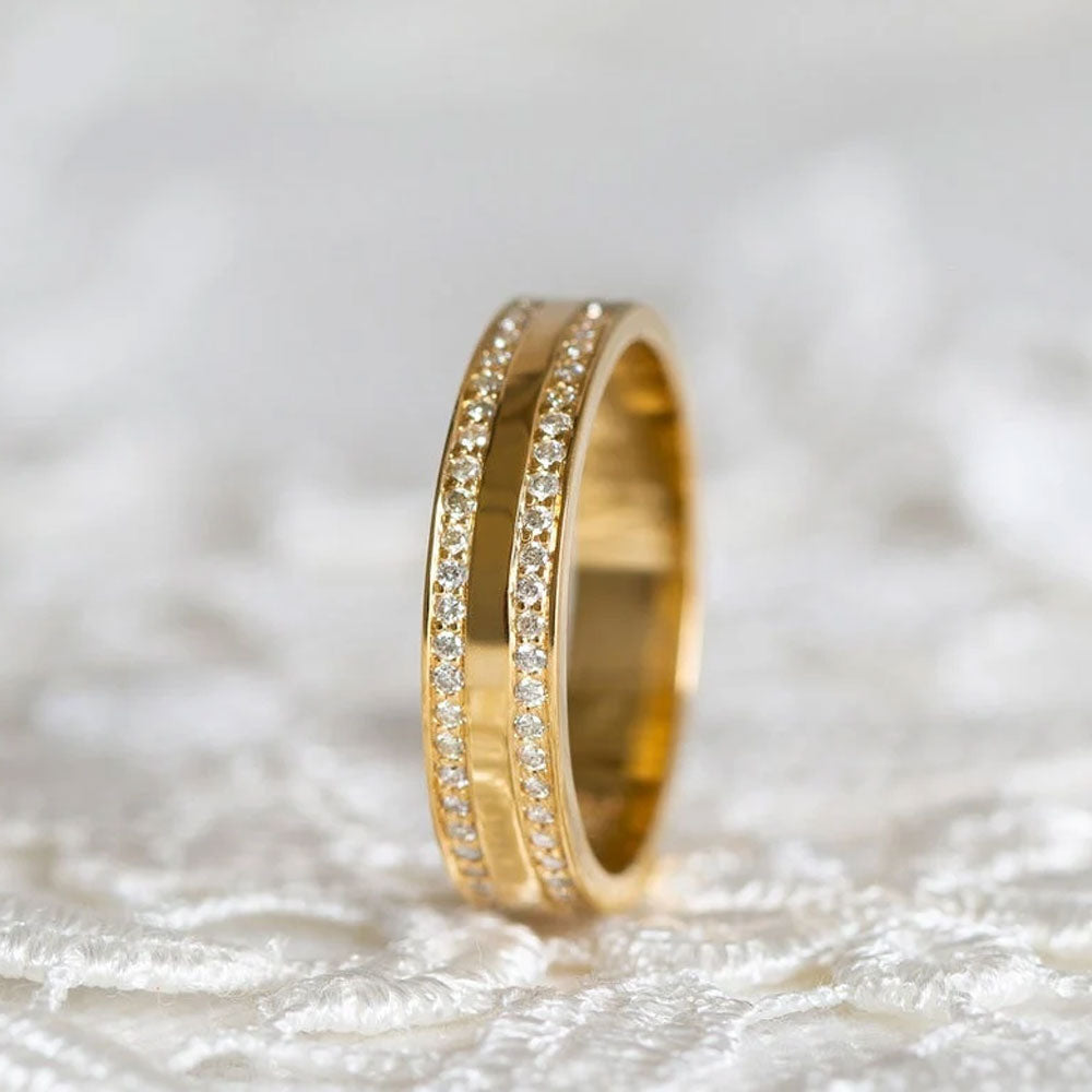 Classic 4mm Golden Tone Wedding Band In Sterling Silver Shineofdiamond