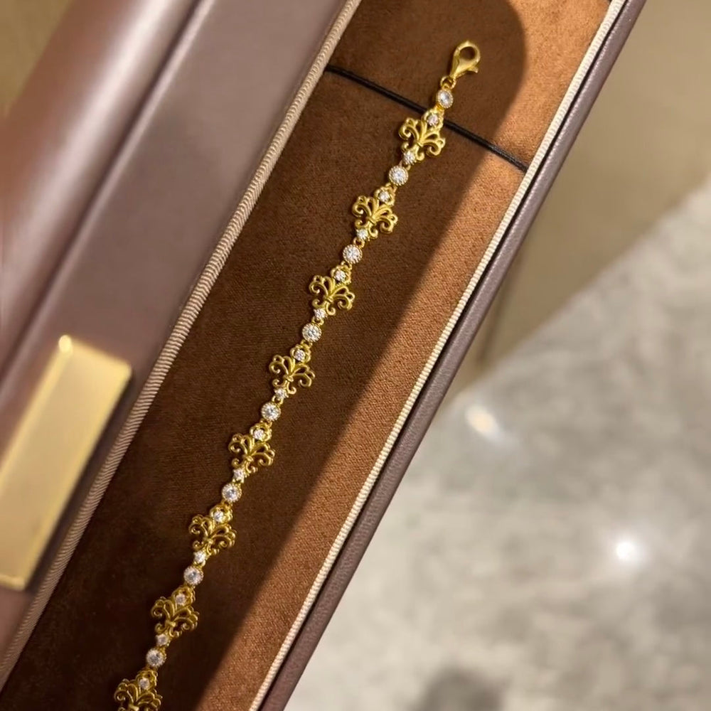 Vintage Iris Sterling Silver Golden Plated Bracelet shine of diamond