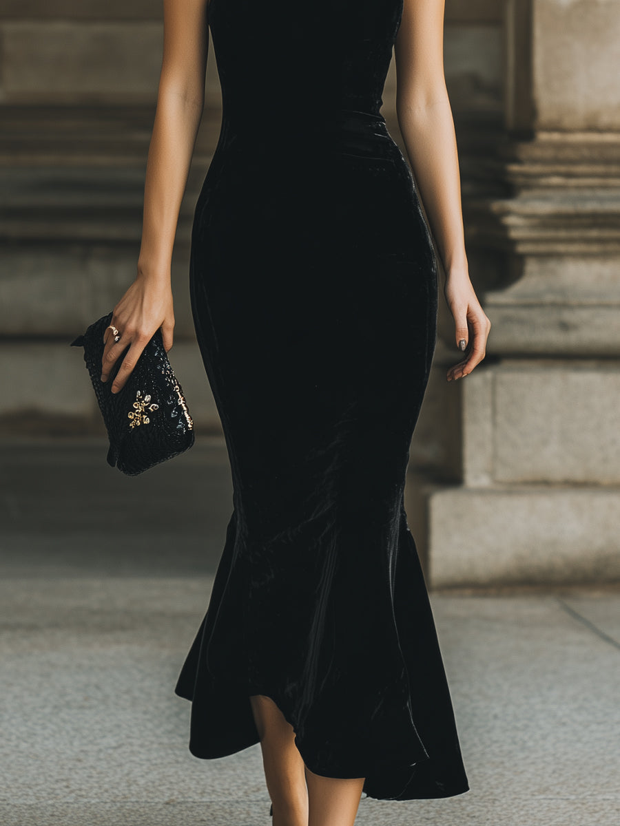 Halter-Neck Mermaid Cocktail Dress XYS