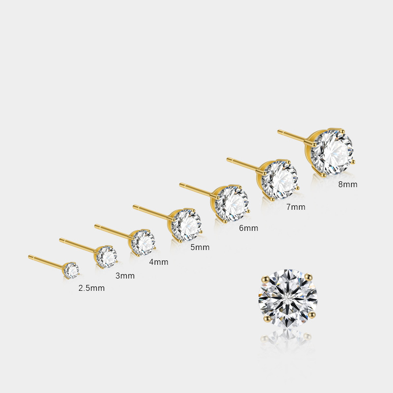 Three Tones Avaliable Classic Round Cut Stud Earrings shineofdiamond