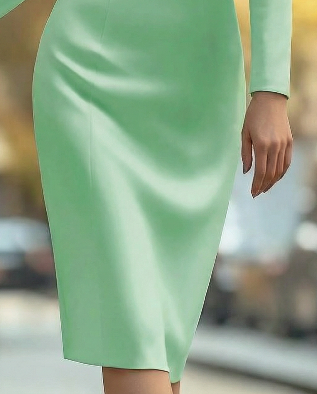 Mint Green 3D Floral A-Line - Midi Dress