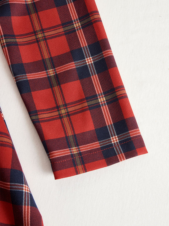 Elegant Long Sleeve Plaid Dress - Perfect Blend Of Classic And Contemporary SN