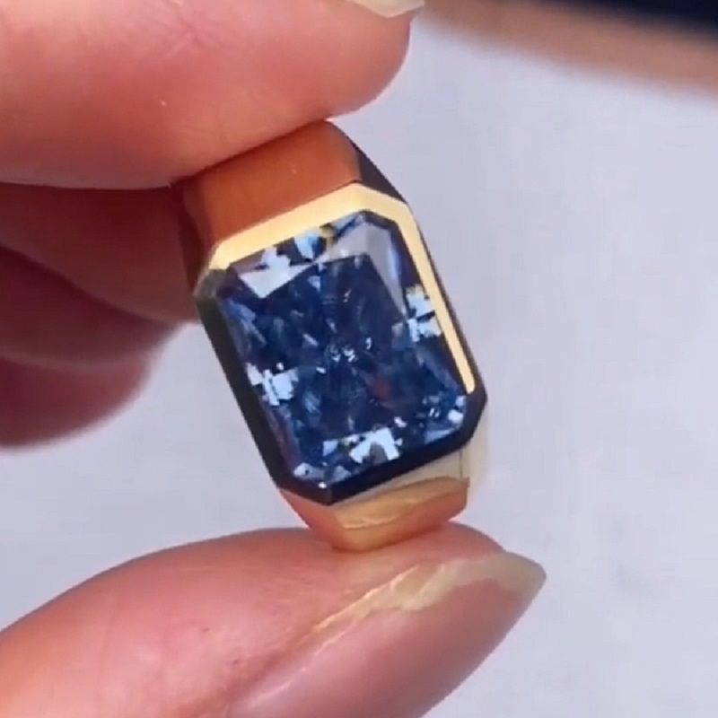 Men 5.0CT Golden Radiant Cut Blue Sapphire Engagement Ring Shineofdiamond