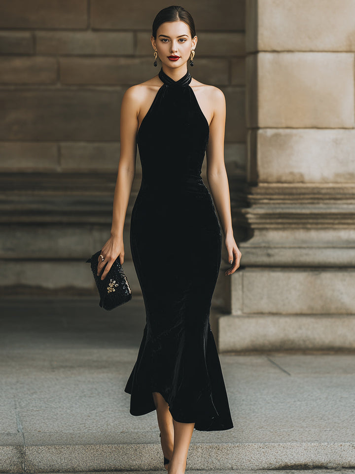 Halter-Neck Mermaid Cocktail Dress XYS