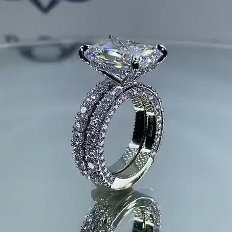 6.0ct Radiant Cut Half Eternity Bridal Set Shineofdiamond