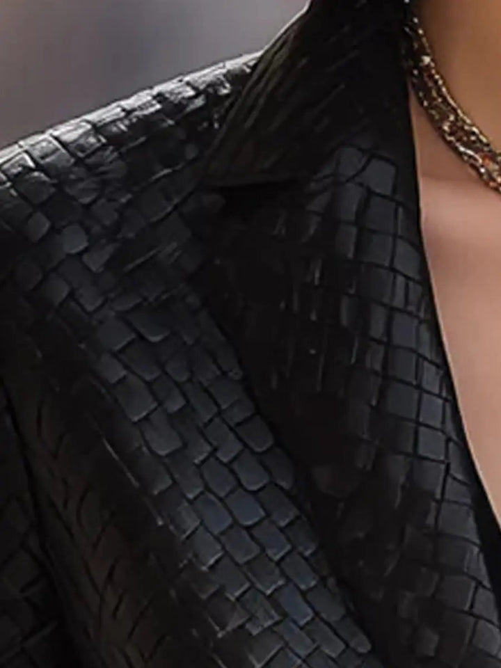 Black Woven Leather Tailored Fit - Blazer CASA LARO