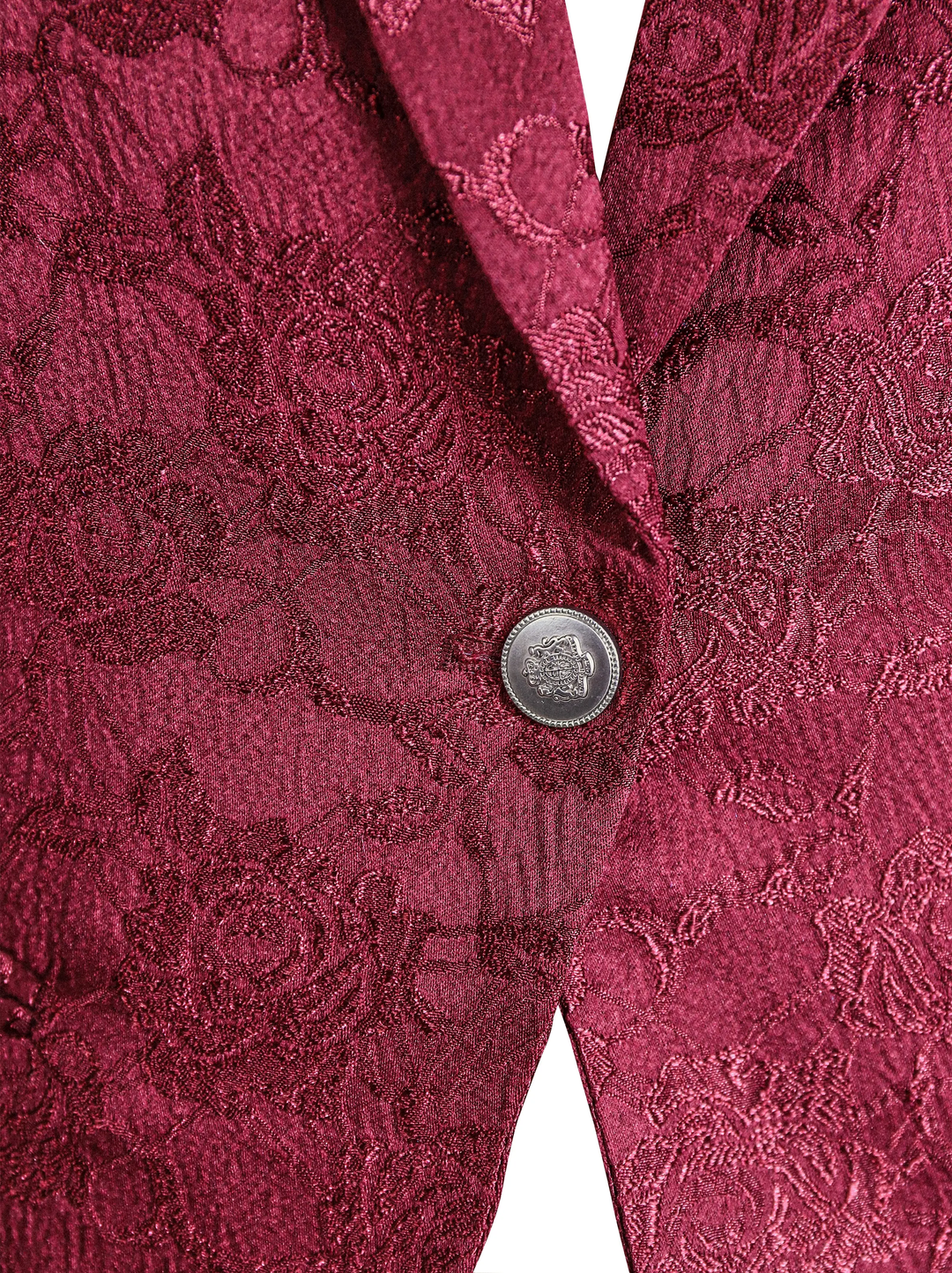 Burgundy Floral Jacquard Single-Breasted Tailored - Blazer CASA LARO
