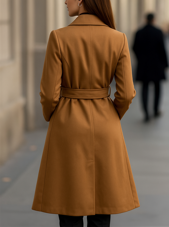 Classic Camel Wool Belted Silhouette - Trench Coat CASA LARO