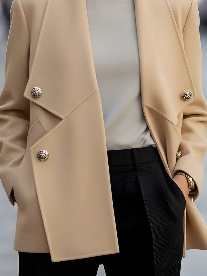 Elegant Double-Breasted with Oversized Lapel - Short Coat CASA LARO