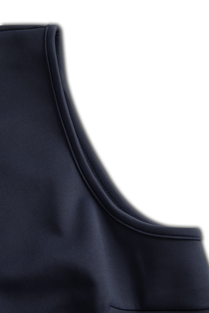 Elegant Navy Sleeveless Tailored Sheath - Midi Dress CASA LARO