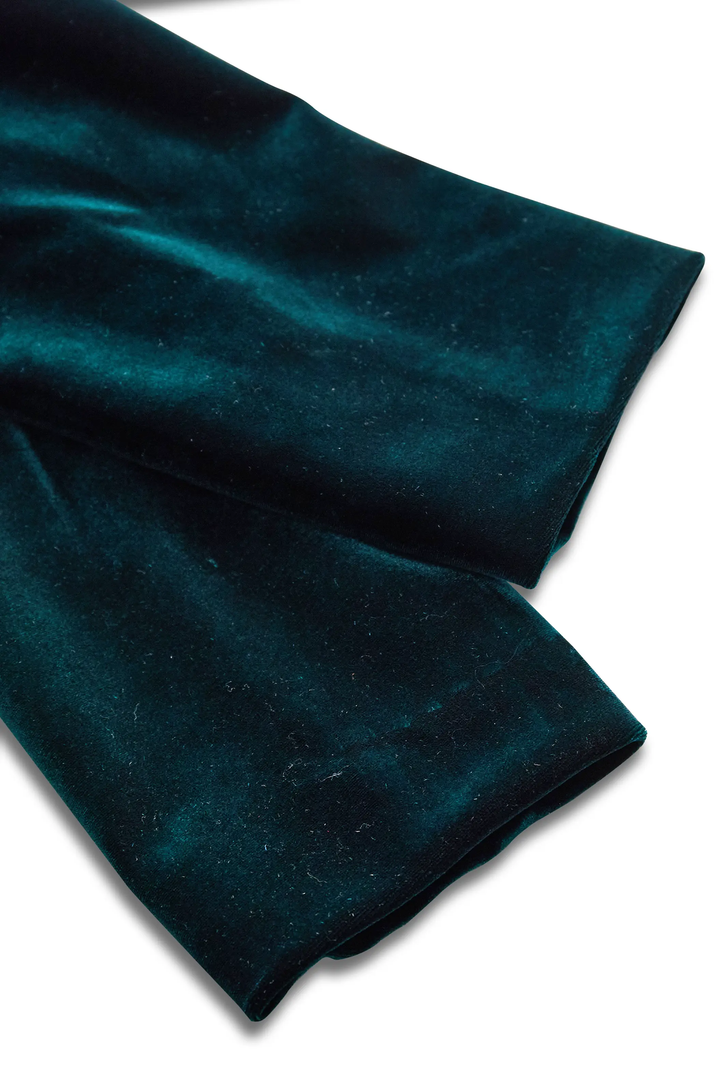 Emerald Velvet with Satin Lapels & Rose Embroidery - Blazer CASA LARO