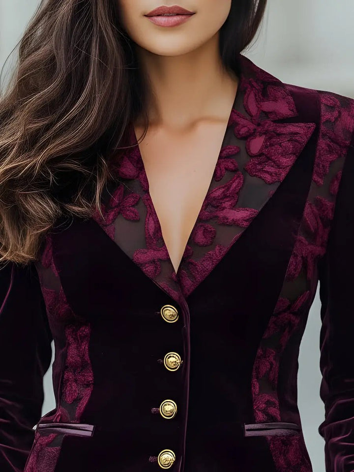 Floral Velvet with Sheer Jacquard Panels - Blazer CASA LARO