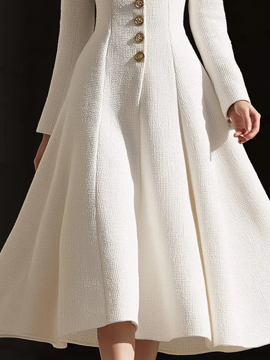 Ivory Tweed Tailored Lapel Sheath - Midi Dress CASA LARO