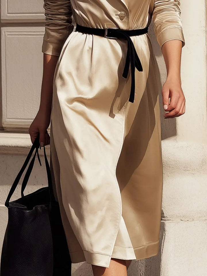 Luxe Satin Belted Women's Trench Coat - Trench Coat CASA LARO