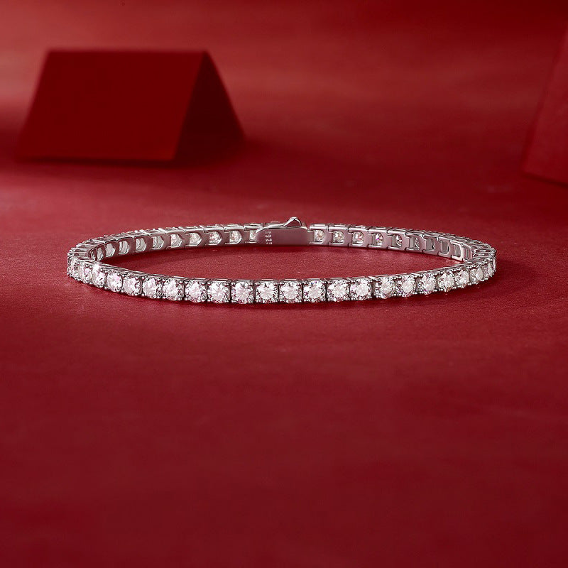 Classic Round Cut Moissanite Sterling Silver Tennis Bracelet shine of diamond