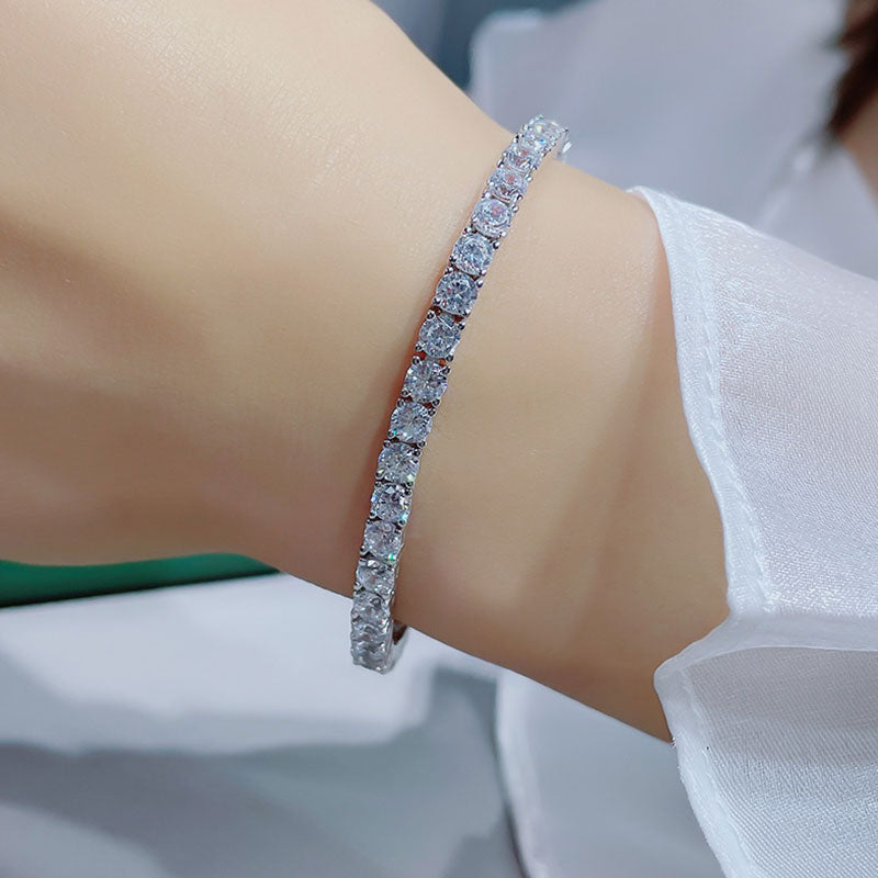 Exquisite Round Cut 925 Sterling Silver Tennis Bracelet Shineofdiamond
