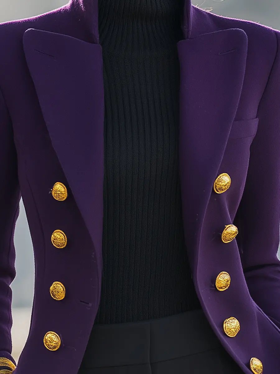 Purple Double-Breasted Military-Inspired Tailored Fit - Blazer CASA LARO