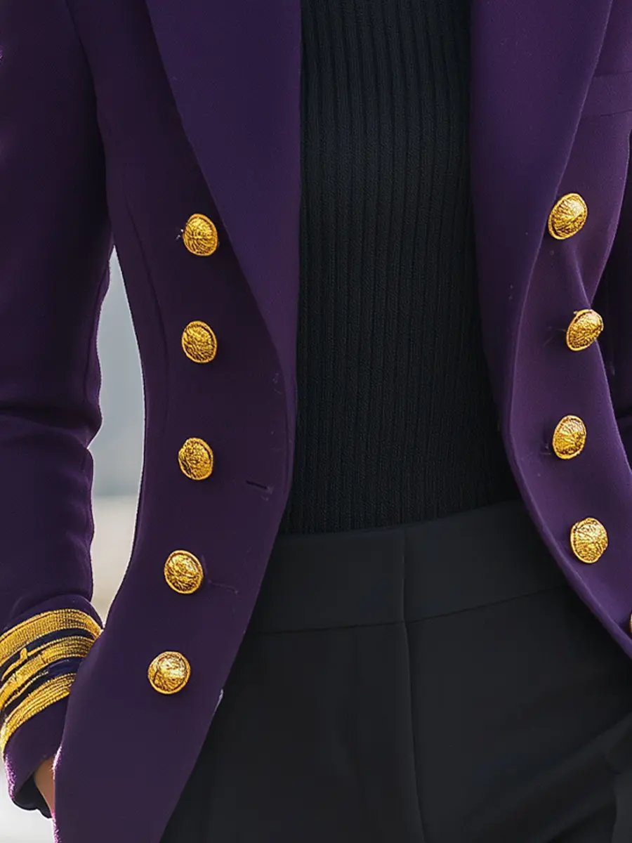 Purple Double-Breasted Military-Inspired Tailored Fit - Blazer CASA LARO