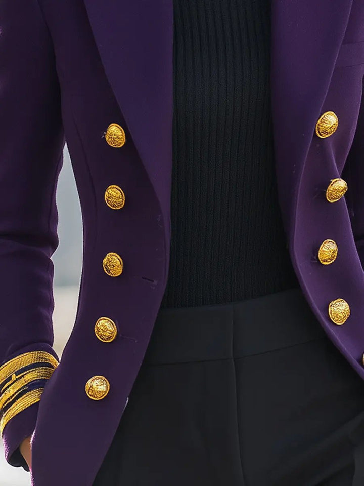 Purple Double-Breasted Military-Inspired Tailored Fit - Blazer CASA LARO
