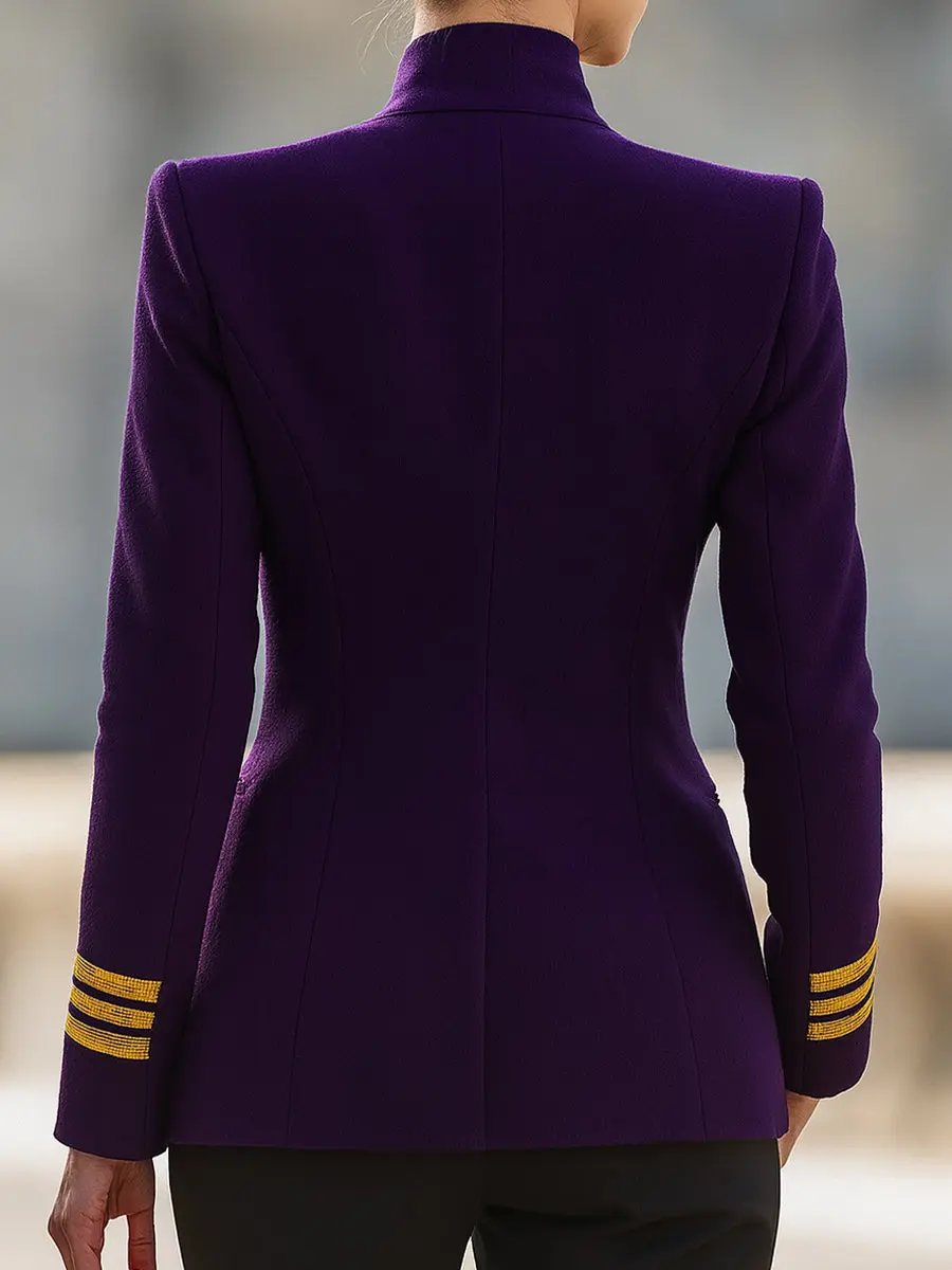 Purple Double-Breasted Military-Inspired Tailored Fit - Blazer CASA LARO