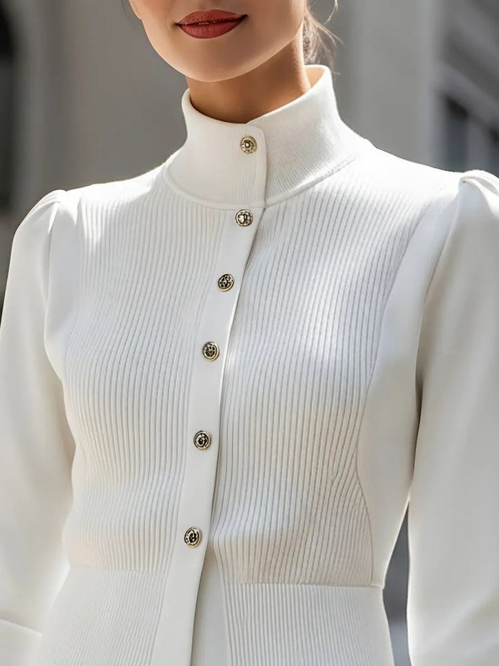 Ribbed Knit Panel With Gold Buttons - Jacket CASA LARO