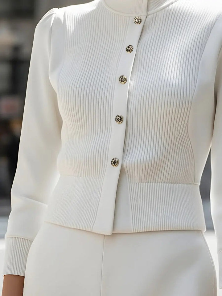 Ribbed Knit Panel With Gold Buttons - Jacket CASA LARO