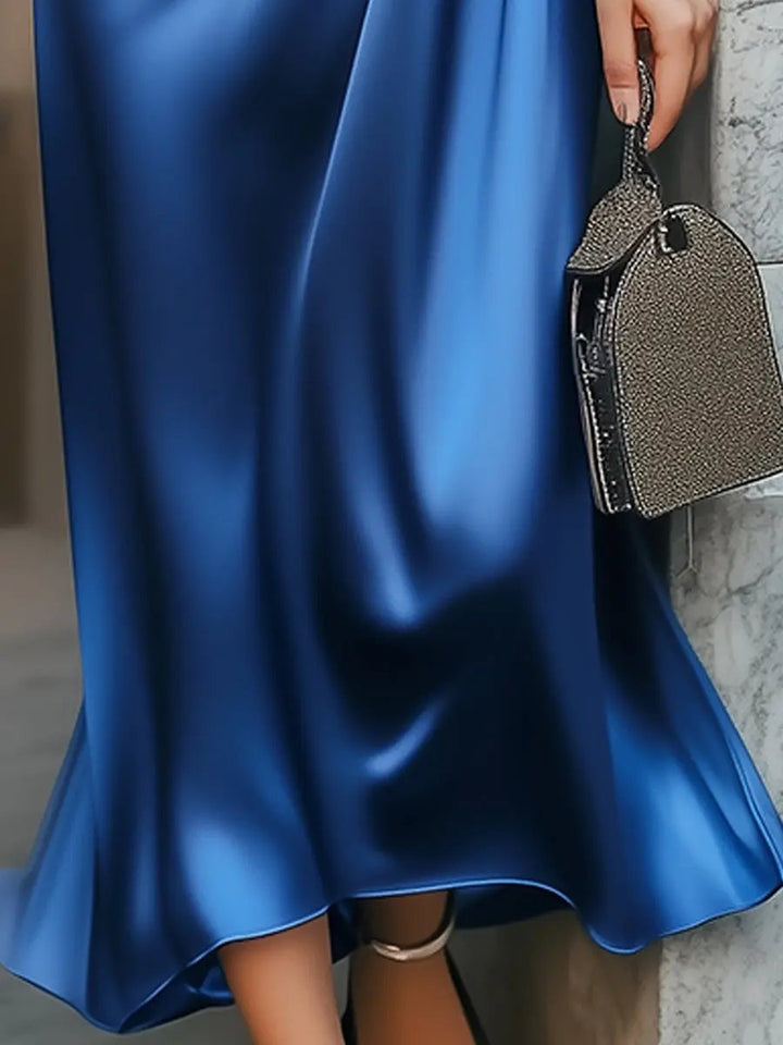 Sapphire Lace-Up Satin Evening - Midi Dress CASA LARO