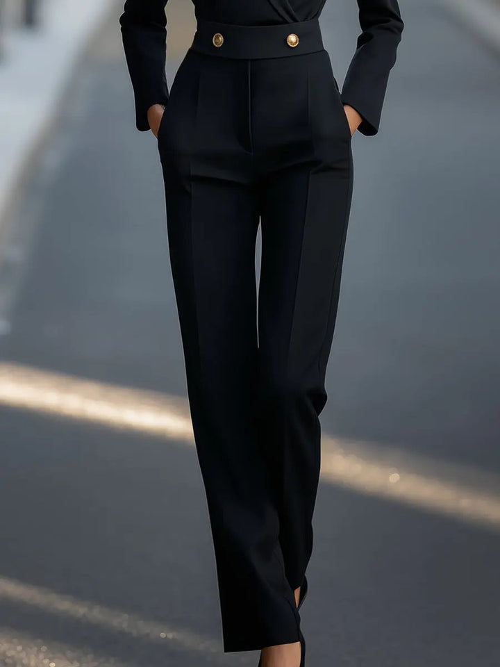 Tailored Gold-Button Detail, Waist-Defining - Jumpsuit CASA LARO