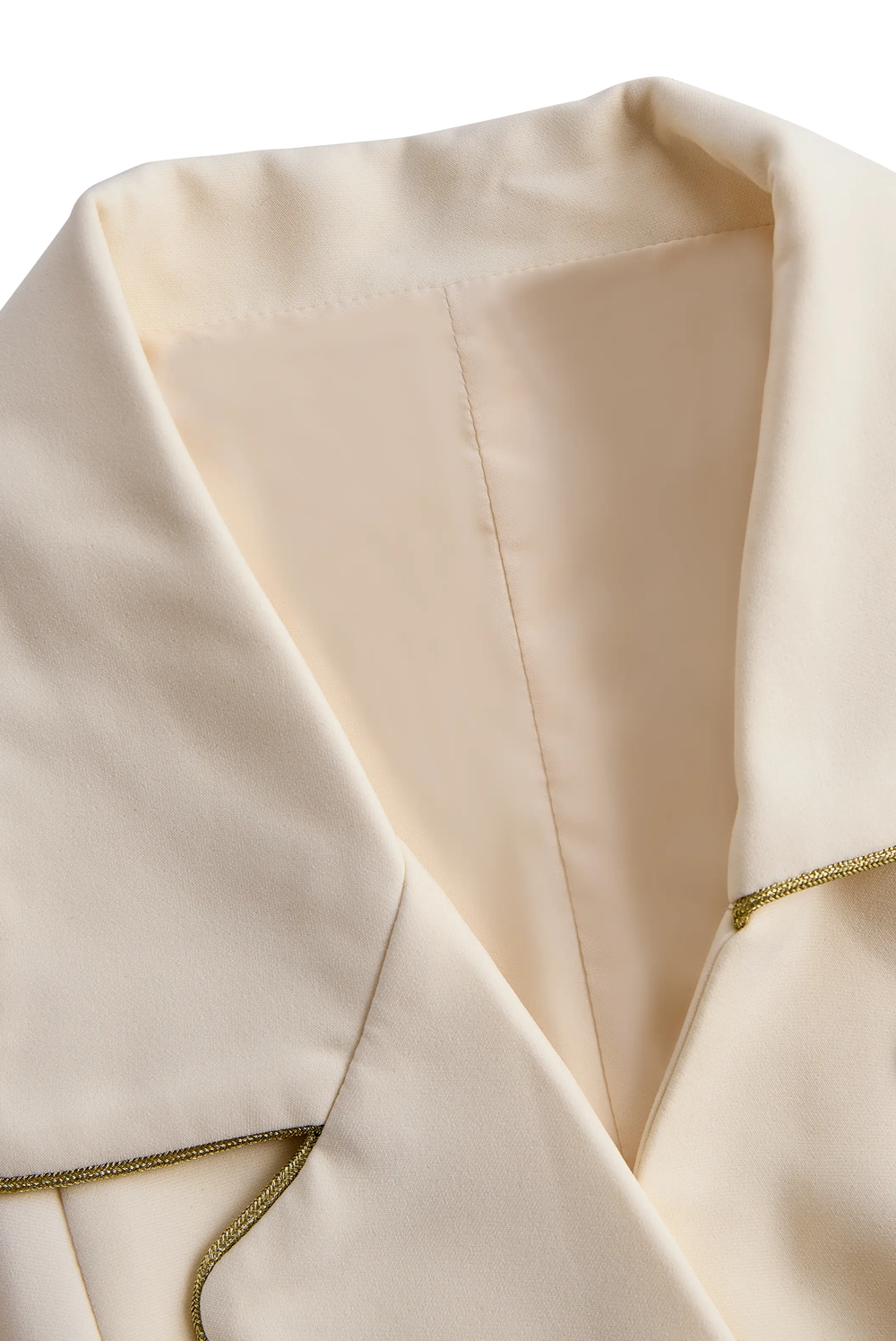 Tailored White Sleeveless Blazer With Gold Trim - Romper CASA LARO