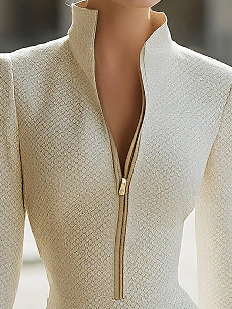 Textured Leather Zipper Hourglass Bodycon - Mini Dress CASA LARO