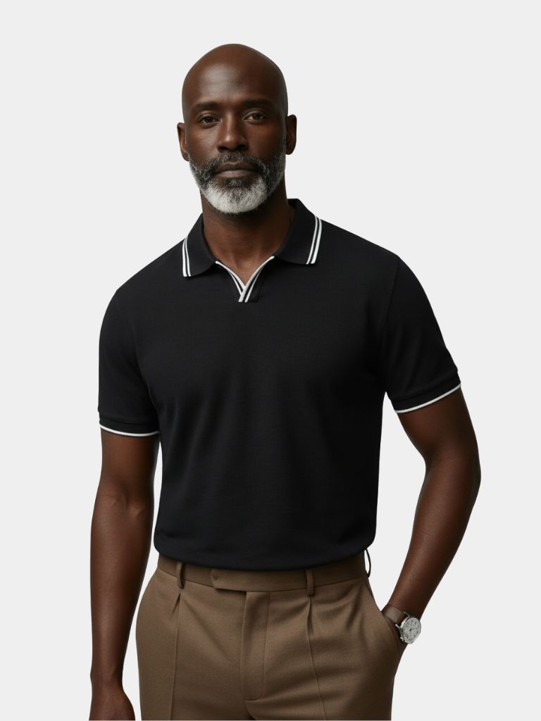Timeless Black V-Neck Polo - Casa  Laro CASA LARO