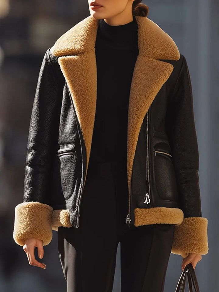 Warm Black Shearling-Lined Aviator - Jacket CASA LARO
