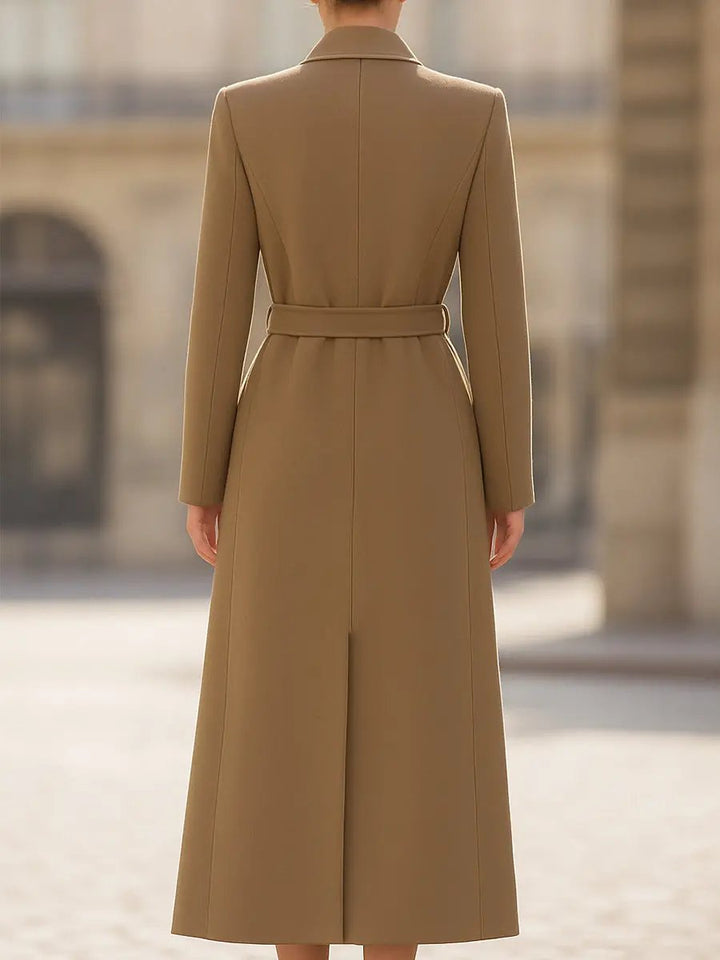 Women's Chic Belted Long Camel Coat - Coat CASA LARO