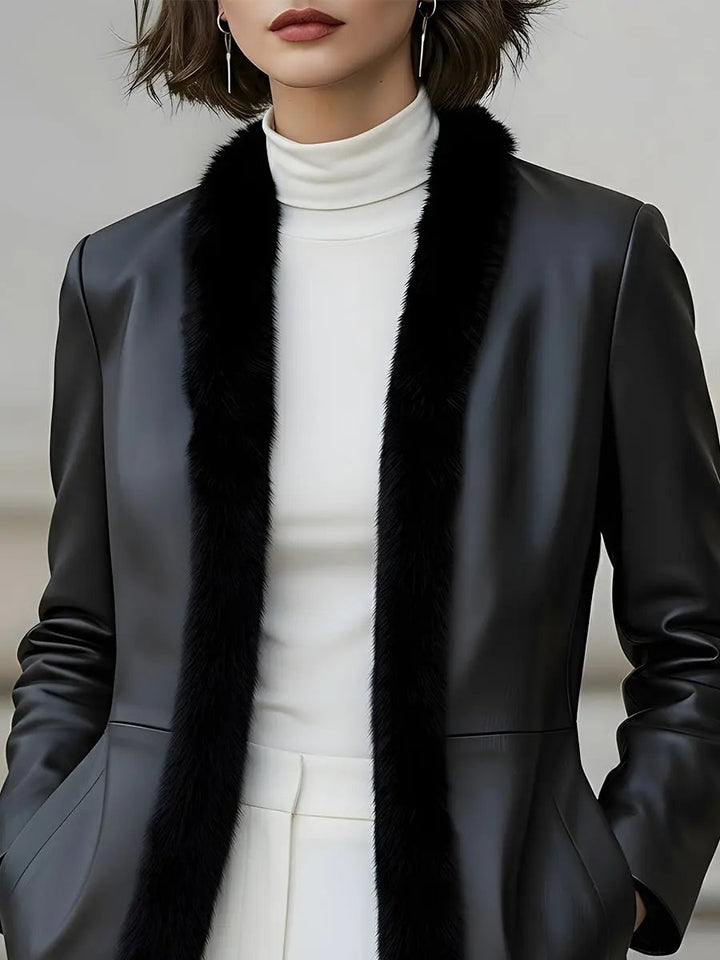 Women's Faux Leather Fur-Trimmed Tailored Fit - Blazer CASA LARO