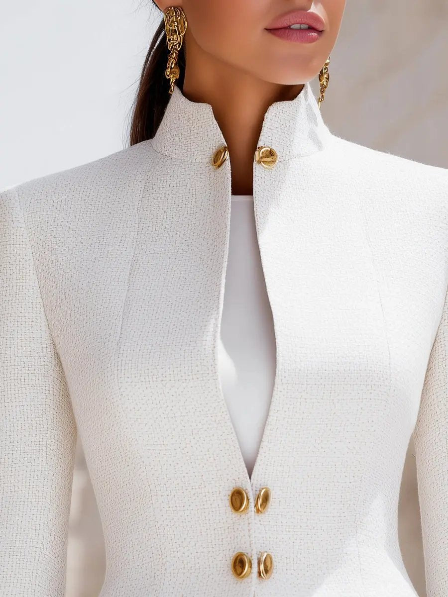 Women's Sculpted Stand-Collar With Gold Buttons - Tailored Blazer CASA LARO
