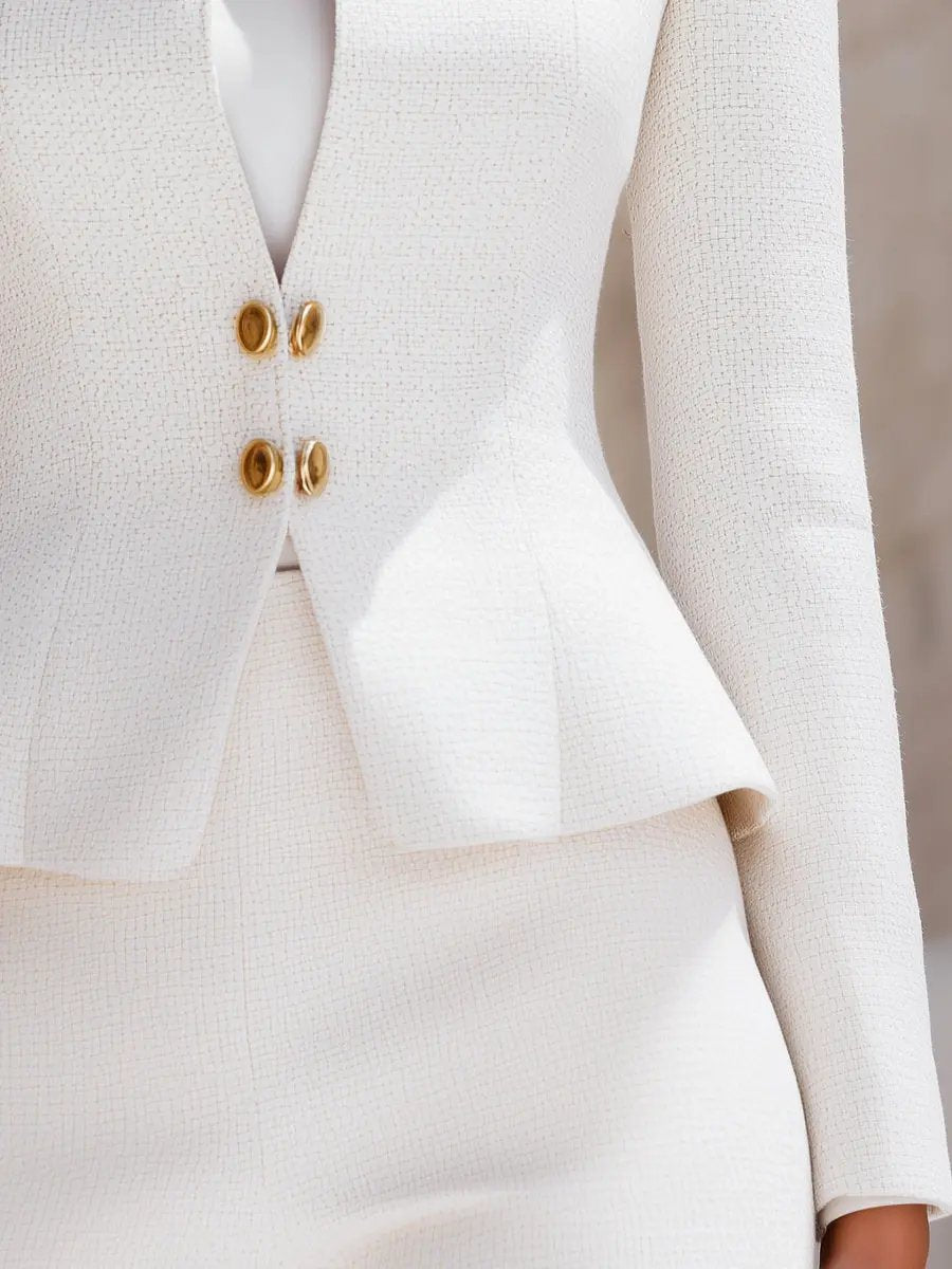Women's Sculpted Stand-Collar With Gold Buttons - Tailored Blazer CASA LARO
