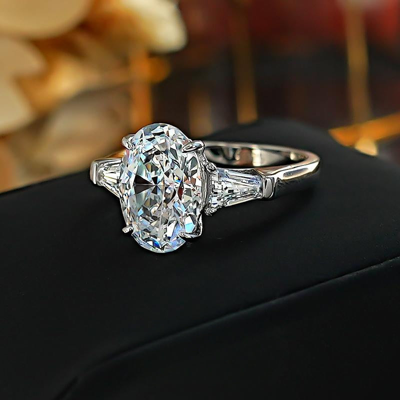 Stunning Three Stone Oval Cut Sterling Silver Ring Carly Jewelry