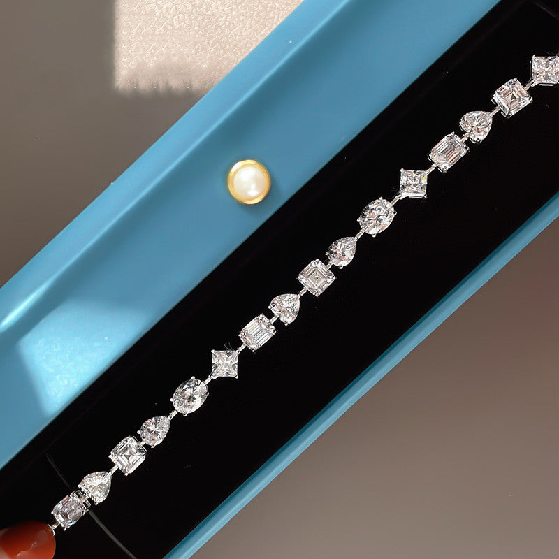 Exquisite Multishape Tennis Bracelet in Sterling Silver Shineofdiamond