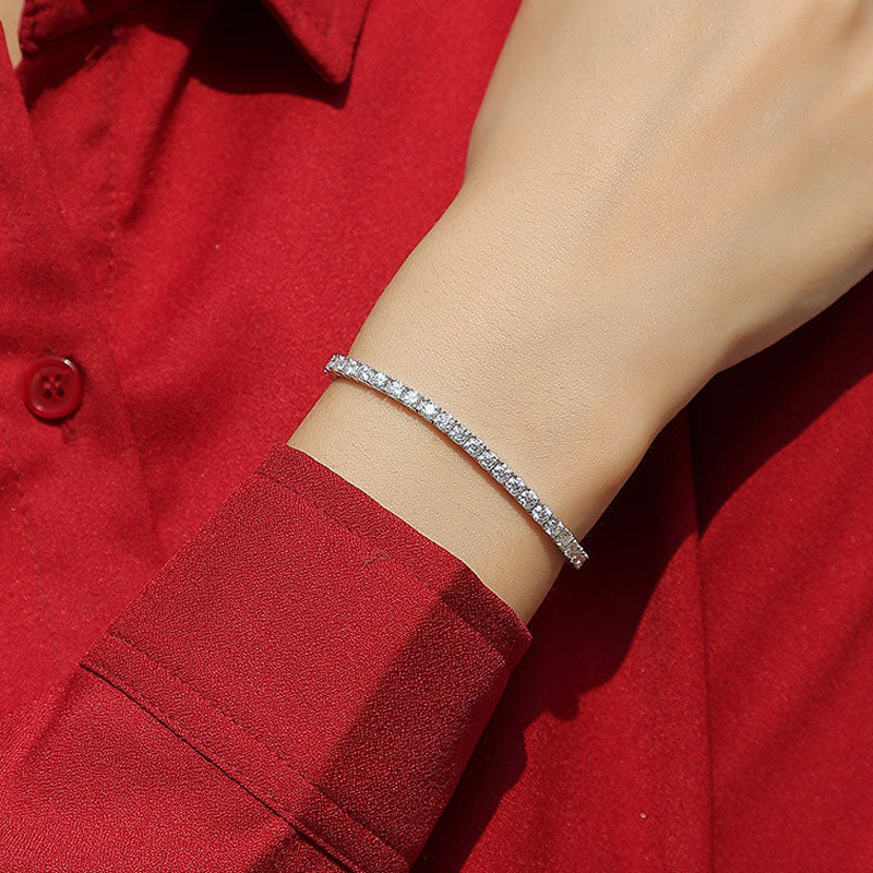 Classic Round Cut Moissanite Sterling Silver Tennis Bracelet shine of diamond