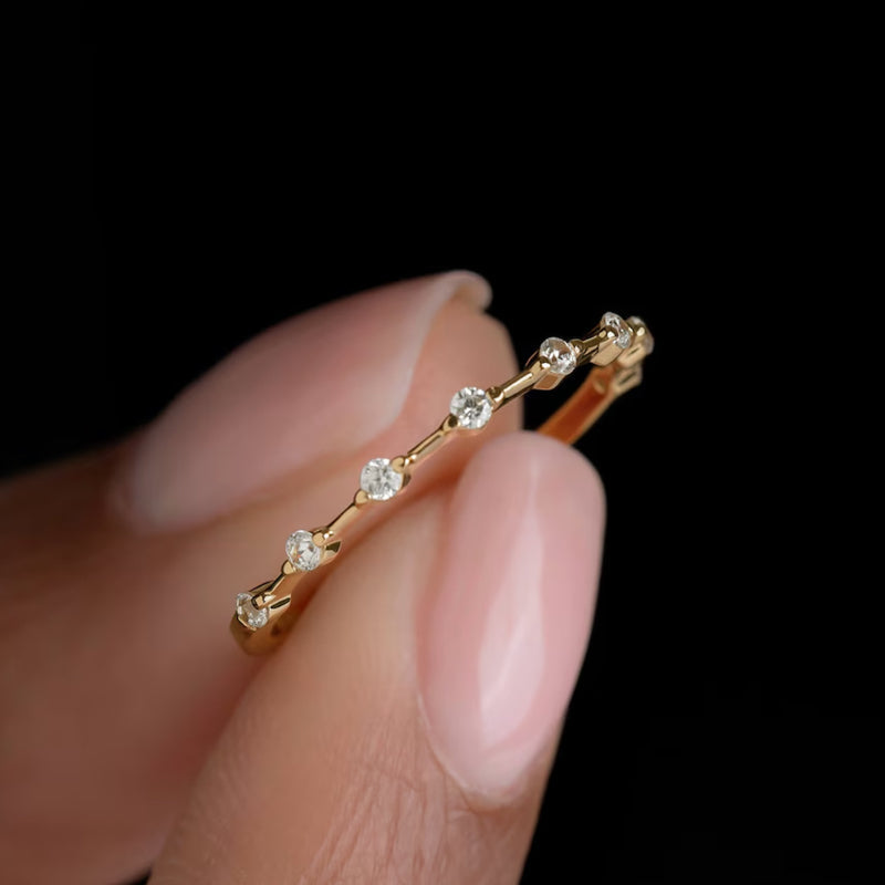 Simple Design Stackable Engagement Band in Sterling Silver for Women Shine of Diamond