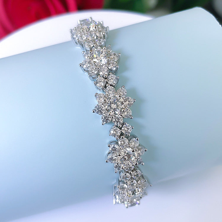 Luxurious Sunflower Design Bracelet in Sterling Silver Shineofdiamond