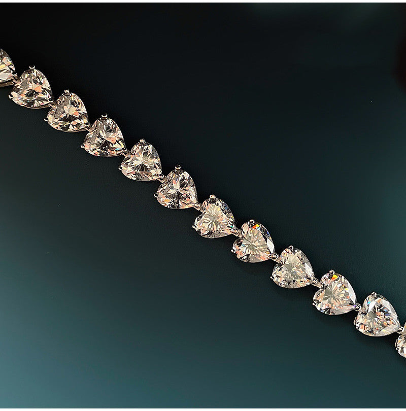 Beautiful Heart Cut Tennis Bracelet in Sterling Silver Shineofdiamond